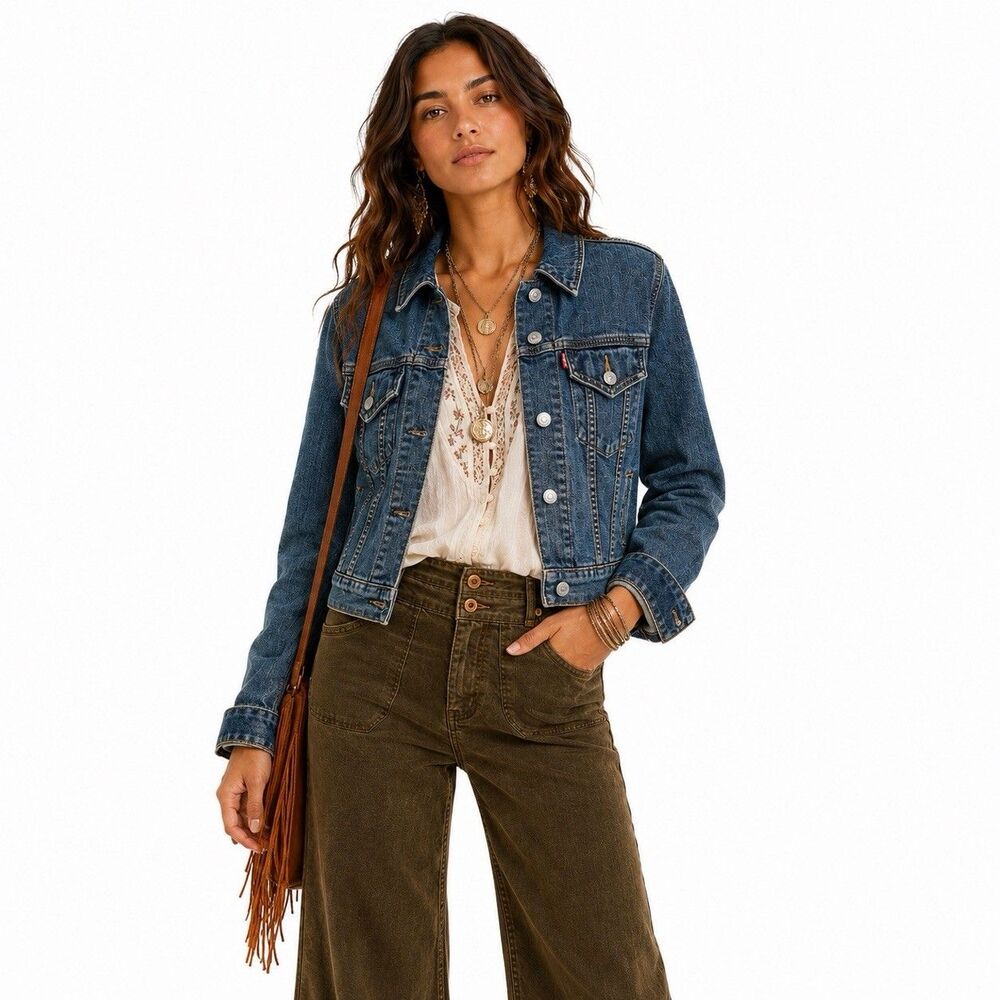 Levi's Strauss & Co. Denim Trucker Jacket Medium Wash Women Size M Blue Classic